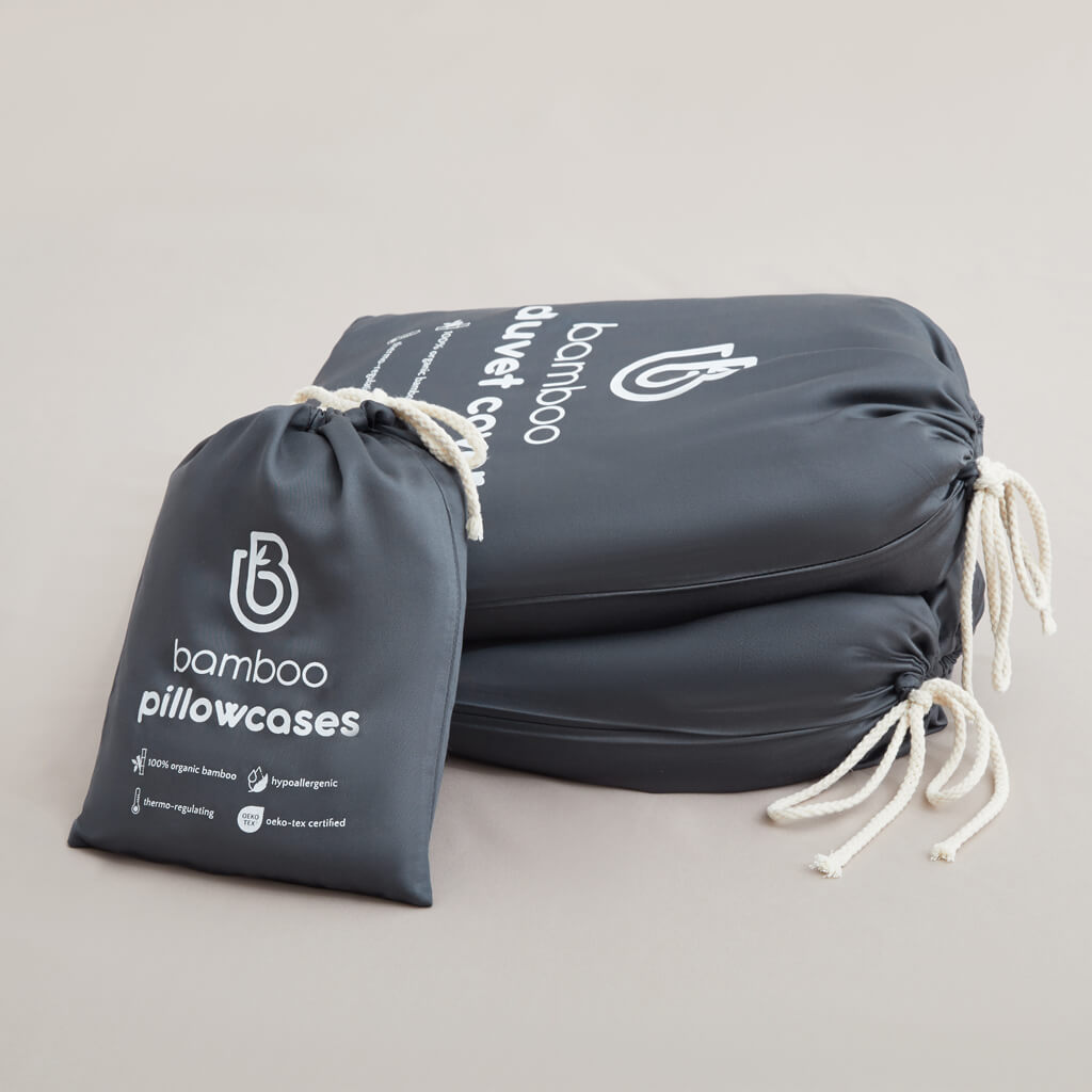 Premium bamboe beddengoed verpakkingen - Charcoal Grey - Verpakkingen