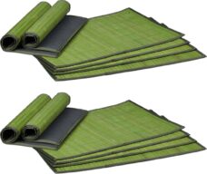 Ambassadeur Overwegen niveau Relaxdays 12x placemat groen - rechthoekige bamboe onderleggers -  tafelonderleggers - stof | Bamboebaas.nl